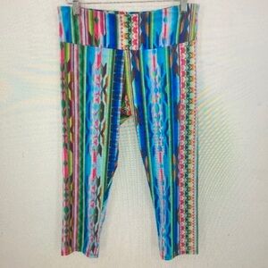 Girls' Bright Multi-Color Patterned Capri Leggings